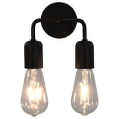 Vidaxl Nástenné svietidlo s vláknovými žiarovkami čierne 2 W E27