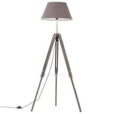 Vidaxl Lampa na statíve sivá 141 cm teakový masív