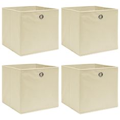 Greatstore Úložné boxy 4 ks krémové 32x32x32 cm látkové