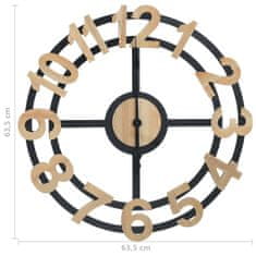 Vidaxl 321466 Wall Clock Gold and Black 63,5 cm MDF