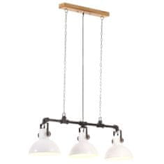 Vidaxl Industriálna závesná lampa, železo a mangový masív, biela E27