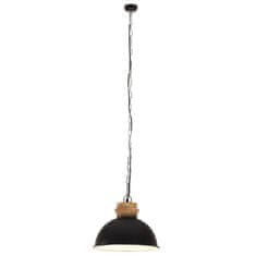 Vidaxl Industriálna závesná lampa 25 W čierna mangovník 32 cm okrúhla E27