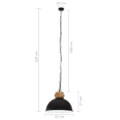 Vidaxl Industriálna závesná lampa 25 W čierna mangovník 32 cm okrúhla E27