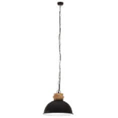 Vidaxl Industriálna závesná lampa 25 W čierna mangovník 32 cm okrúhla E27