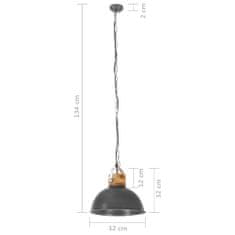 Vidaxl Industriálna závesná lampa sivá okrúhla 32 cm E27 mangovníkový masív