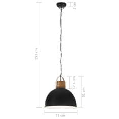 Vidaxl Industriálna závesná lampa čierna okrúhla 51 cm E27 mangový masív