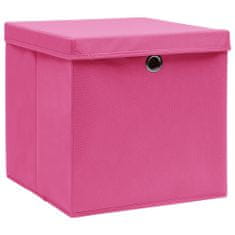 shumee Úložné boxy s vekom 4 ks, 28x28x28 cm, ružové