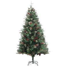 Vidaxl Vianočný stromček LED a borovicové šišky zelený 195 cm PVC a PE