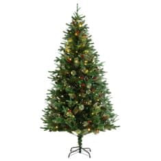 Vidaxl Vianočný stromček LED a borovicové šišky zelený 195 cm PVC a PE