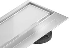 Mexen Flat 360 ° mgw podlahový žľab 90 cm otočný biele sklo (1027090-40)