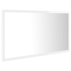 Vidaxl LED kúpeľňové zrkadlo lesklé biele 80x8,5x37 cm drevotrieska