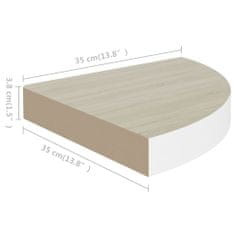 Vidaxl Nástenné rohové police 4 ks dub a biele 35x35x3,8 cm MDF