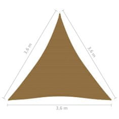 Vidaxl Tieniaca plachta 160 g/m2 sivohnedá 3,6x3,6x3,6 m HDPE