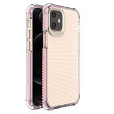 HURTEL PRUŽNÉ GÉLOVÉ PANCIEROVÉ PUZDRO SPRING ARMOUR S FAREBNÝM RÁMOM PRE IPHONE 12 MINI RUŽOVÉ