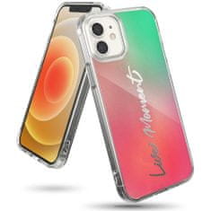 shumee Pancierové puzdro s gélovým rámom pre iPhone 12 mini Fusion Design, ružové a zelené