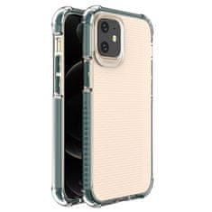 HURTEL PRUŽNÉ GÉLOVÉ PANCIEROVÉ PUZDRO SPRING ARMOUR S FAREBNÝM RÁMOM PRE IPHONE 12 MINI, TMAVO ZELENÉ