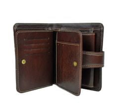 VegaLM UNISEX Kožená elegantná peňaženka z pravej kože v tmavo hnedej farbe