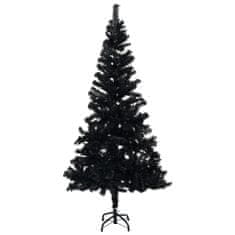 Vidaxl Umelý vianočný stromček s LED a súpravou gulí 210 cm čierny PVC