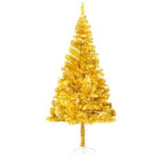 Vidaxl Umelý vianočný stromček s LED a súpravou gulí 240 cm zlatý PET
