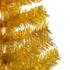 Vidaxl Umelý vianočný stromček s LED a súpravou gulí 210 cm zlatý PET