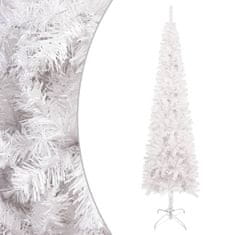 Vidaxl Úzky vianočný stromček s LED a sadou gulí biely 240 cm