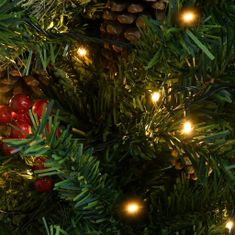 Vidaxl Vianočný stromček LED a borovicové šišky zelený 120 cm PVC a PE