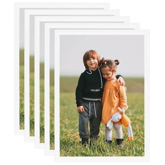 Vidaxl Fotorámiky na stenu alebo stôl 5 ks biele 42x59,4 cm MDF