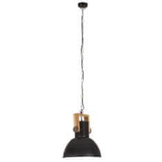 Vidaxl Industriálna závesná lampa 25 W čierna mangovník 32 cm okrúhla E27