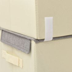 shumee Súprava úložných boxov s poklopmi 2 ks látková sivo-krémová
