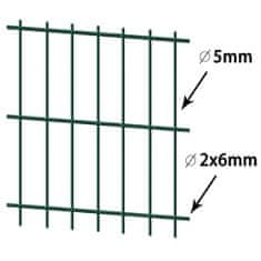 Vidaxl 2D plotové panely so stĺpikmi - 2008x2230 mm 16 m Zelená