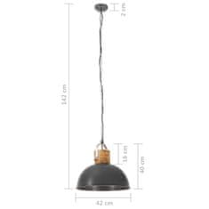 Vidaxl Industriálna závesná lampa sivá okrúhla 42 cm E27 mangovníkový masív