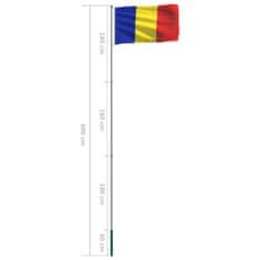 Vidaxl Rumunská vlajka a stĺp 6 m hliníkový