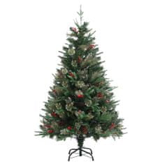 Vidaxl Vianočný stromček LED a borovicové šišky zelený 120 cm PVC a PE