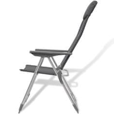 Vidaxl Skladacie nastaviteľné kempingové stoličky z hliníka, 2 ks