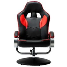 Vidaxl Skladacia herná stolička s podnožkou červená umelá koža