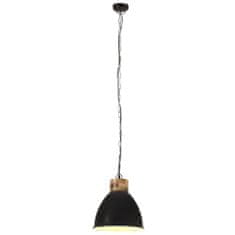 Vidaxl Industriálna závesná lampa čierna železo a masívne drevo 46 cm E27