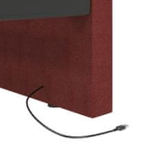 Vidaxl Pohovka s matracom a USB vínová látková 90x200 cm