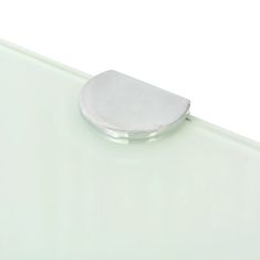 Vidaxl Rohová polička s chrómovanou podperou, sklenená, biela, 45x45 cm