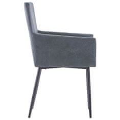 Vidaxl Jedálenské stoličky s opierkami 6 ks, sivé, umelý semiš