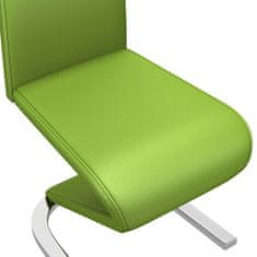 Vidaxl Jedálenské stoličky, cikcakový tvar 4 ks, zelené, umelá koža