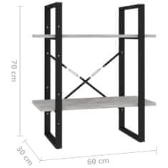 Vidaxl Knižnica s 2 policami betónovo-sivá 60x30x70 cm drevotrieska