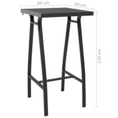 Petromila vidaXL Záhradný barový stôl čierny 60x60x110 cm tvrdené sklo