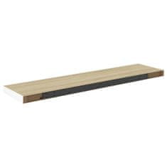 Vidaxl Plávajúce nástenné police 4 ks dub a biele 120x23,5x3,8 cm MDF