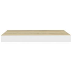 Vidaxl Plávajúce nástenné police 2 ks dubové a biele 50x23x3,8 cm MDF