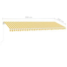 Vidaxl Samostatne stojaca ručne zaťahovacia markíza 500x300 cm žlto-biela