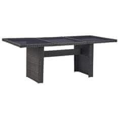 Petromila vidaXL Záhradný jedálenský stôl, čierny 200x100x74cm, sklo a polyratan
