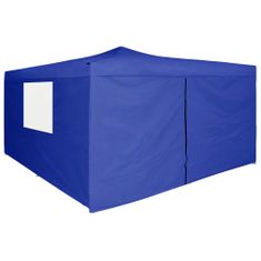 Vidaxl Skladací altánok so 4 stenami 5x5 m, modrý