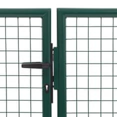 Vidaxl Záhradná brána, oceľ 350x125 cm, zelená