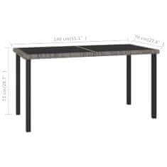 Petromila vidaXL Záhradný jedálenský stôl sivý 140x70x73 cm polyratanový