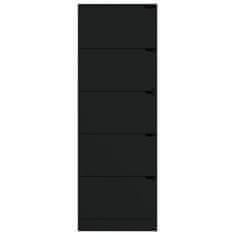 Vidaxl Botník s 5 dvierkami čierny 59x24x167 cm drevotrieska